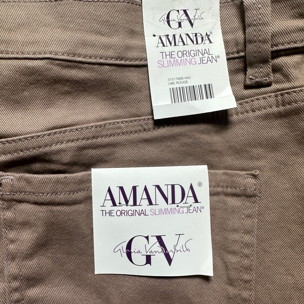 Gloria Vanderbilt Amanda Slimming Jeans Ube Rouge High Rise Tapered Size 14 NEW - Picture 12 of 13